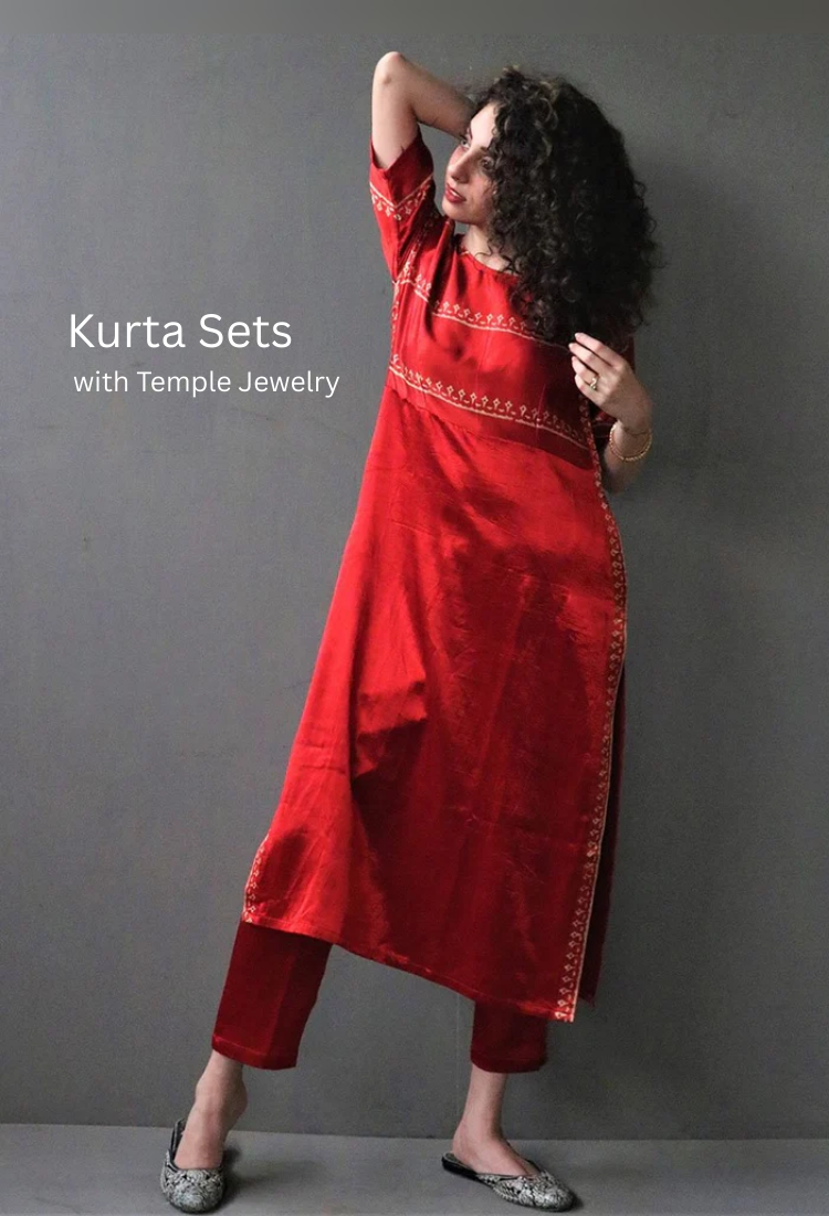 Kurta Sets with Temple Jewelry: A Match Made for Ganesh Utsav