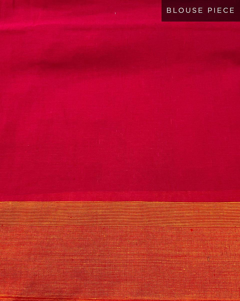 Khwab Pink Orange Handwoven Cotton Saree - LIDD