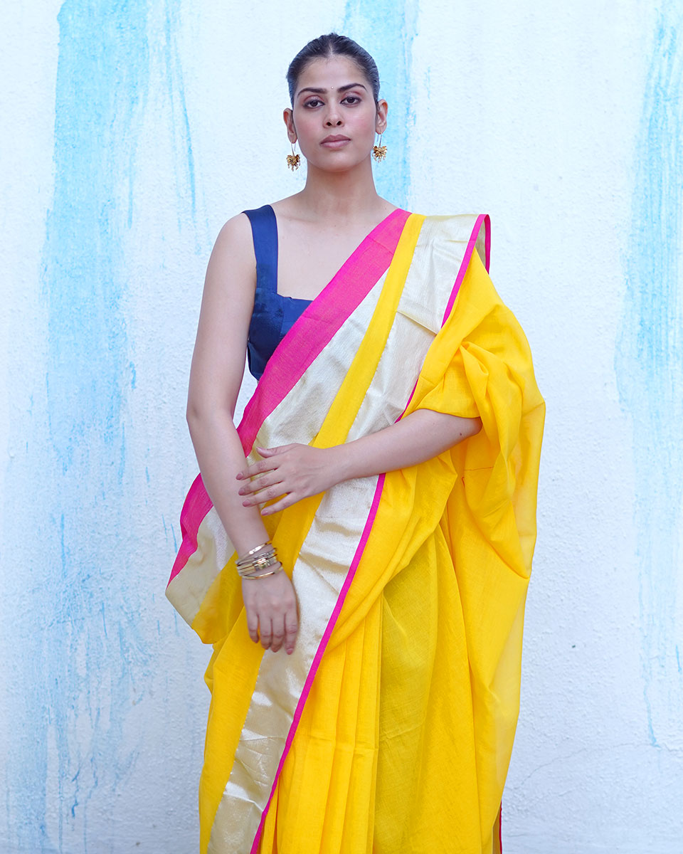 Rhea Yellow Handwoven Cotton Saree - NTC