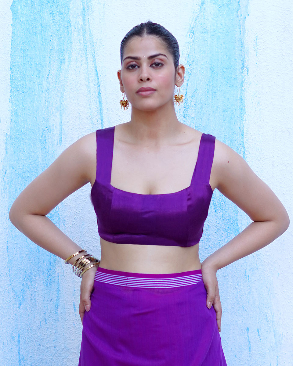 Tethys Royal Purple Mashru Silk Blouse - NTC