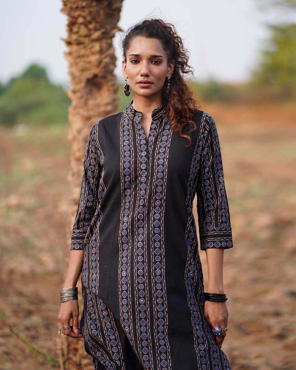 Gentle Flutter Blockprinted Cotton Kurti-WWB