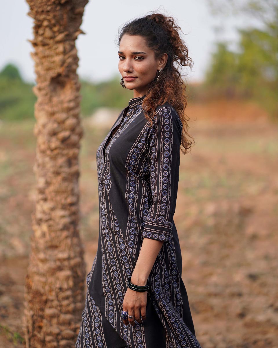 Gentle Flutter Blockprinted Cotton Kurti-WWB