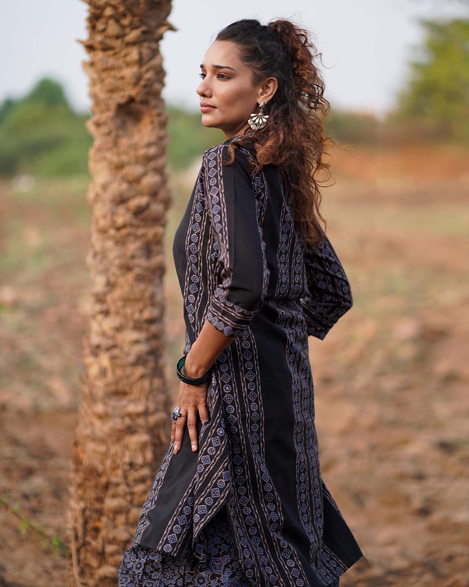 Gentle Flutter Blockprinted Cotton Kurti-WWB