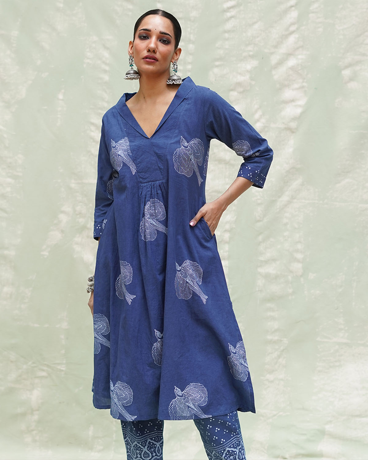 blue ethnic dress for women Triveni Handblock Print Cotton Kurti – Elegant Wear What Is Made to ctdiral Womens Cotton Stripe full sleeve dresses Silk Satin Colors:Dark Olive 799