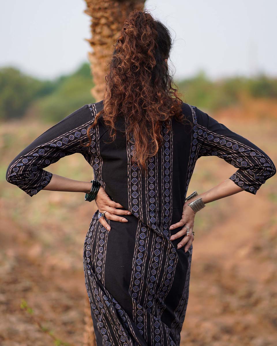 Gentle Flutter Blockprinted Cotton Kurti-WWB