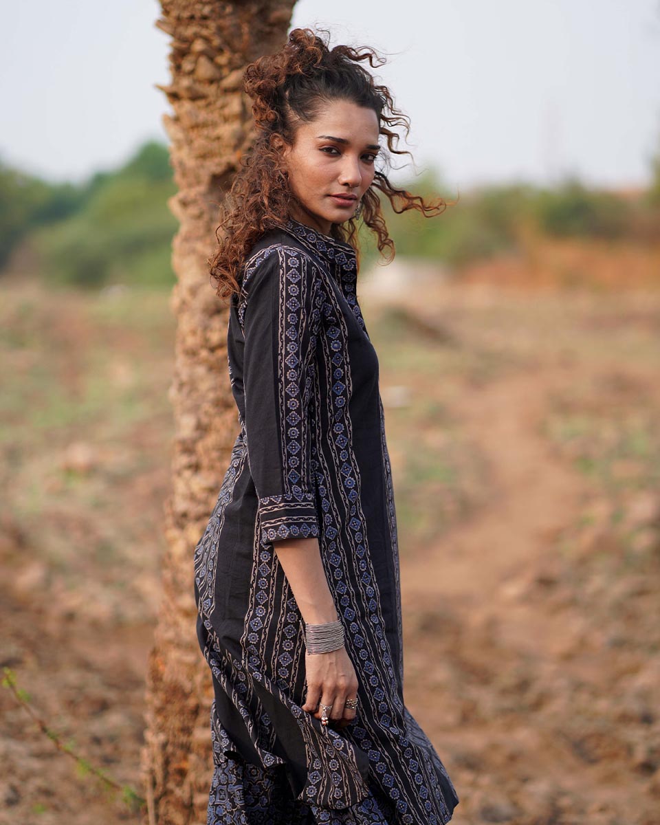 Gentle Flutter Blockprinted Cotton Kurti-WWB