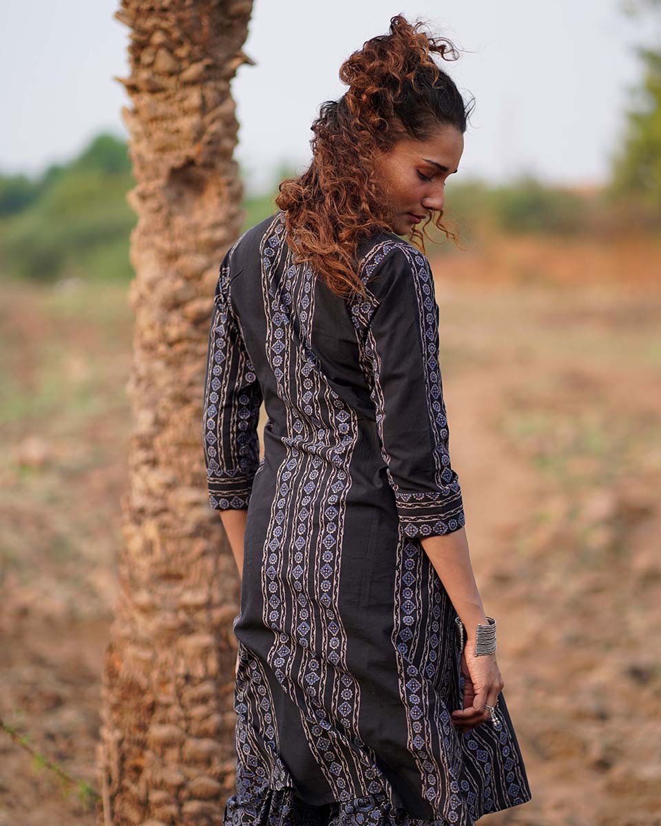 Gentle Flutter Blockprinted Cotton Kurti-WWB