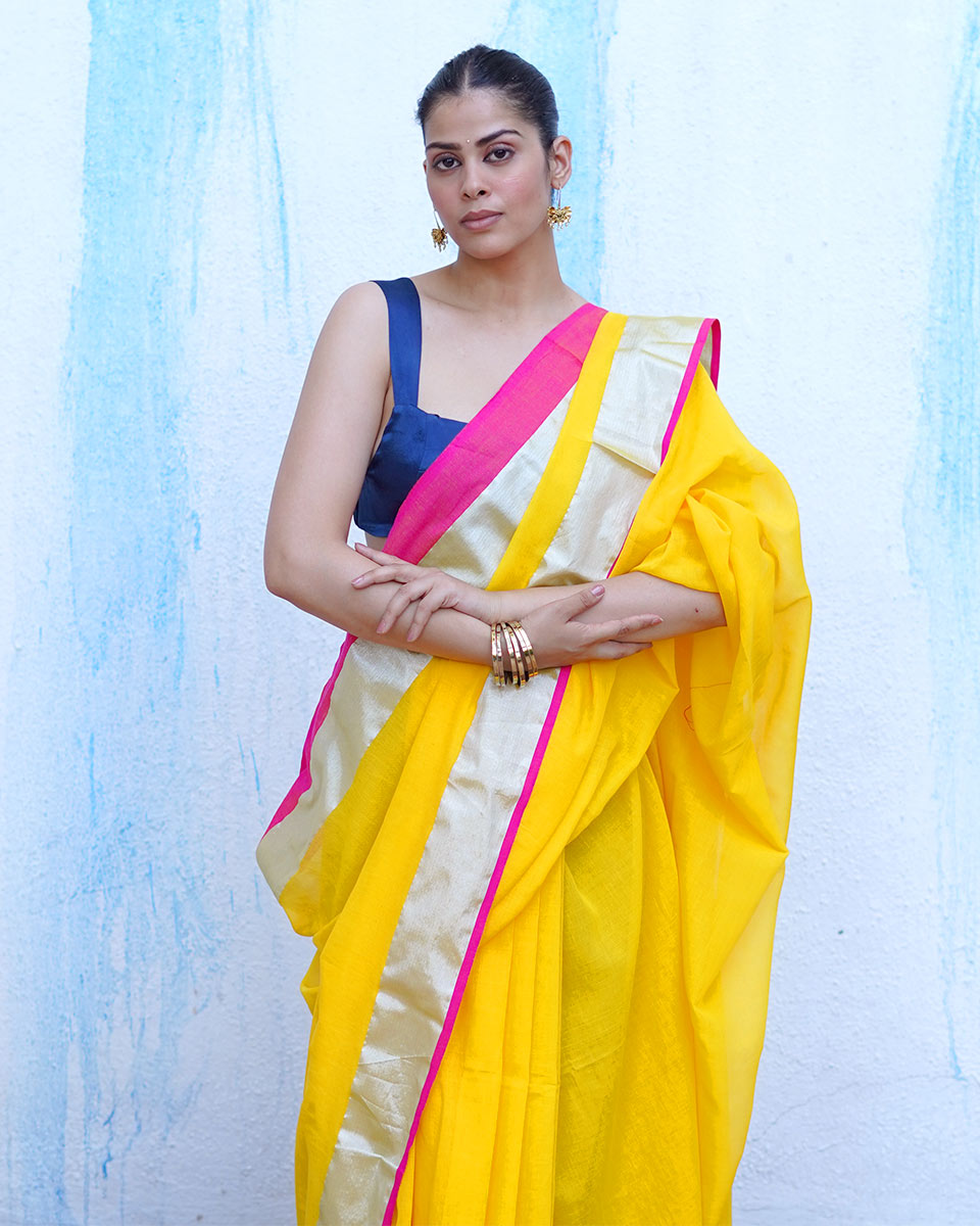 Rhea Yellow Handwoven Cotton Saree - NTC