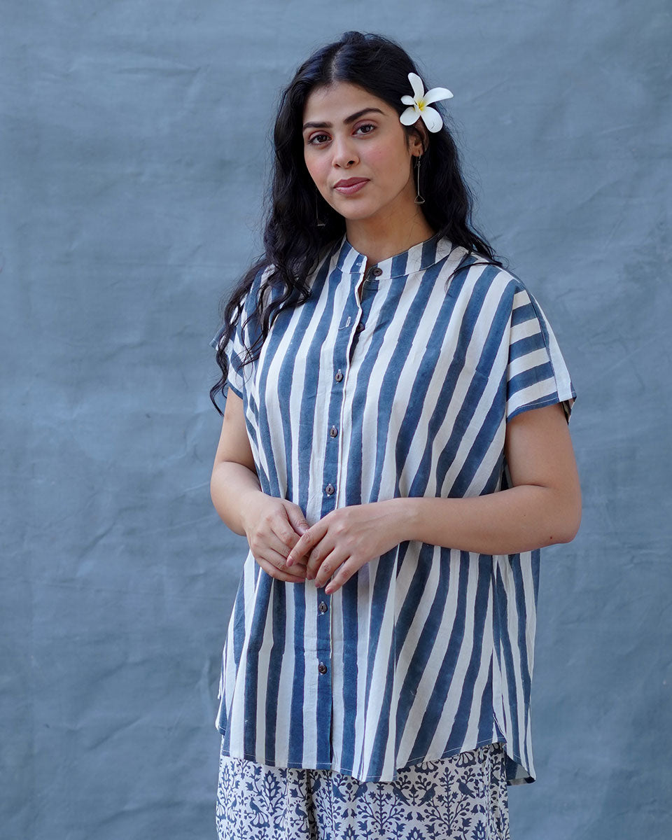 Melted Dusk Grey Block Printed Shirt - BMS