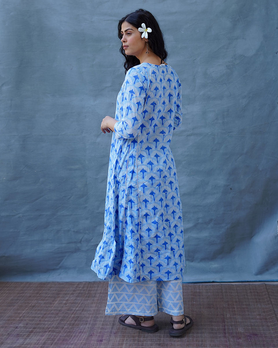 Pakhi Blue Hand Block Printed Kurti-BAD