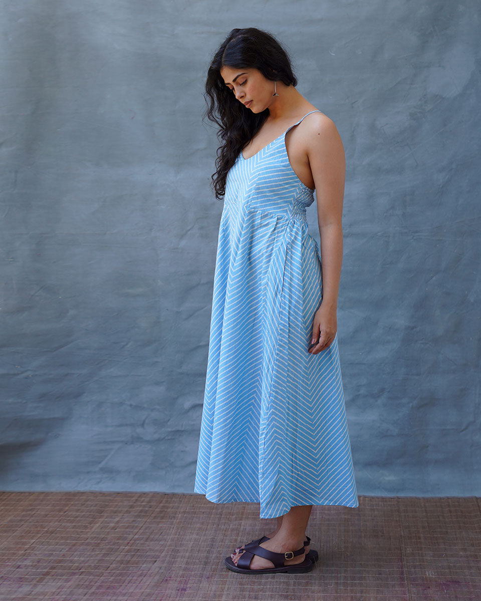 Gudiya Blue Hand Block Printed Dress-BAD