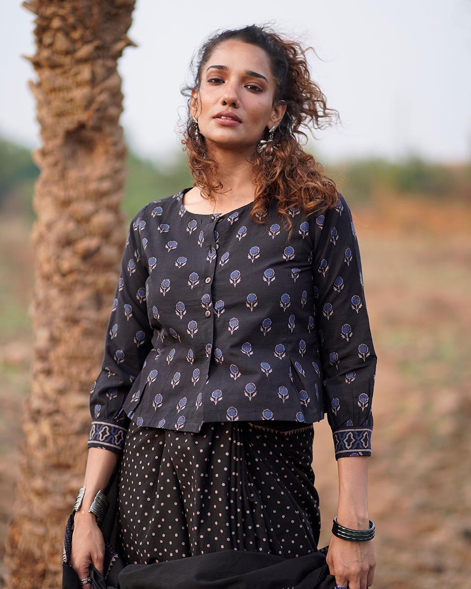 Dreamweaver Blockprinted Cotton Blouse-WWB