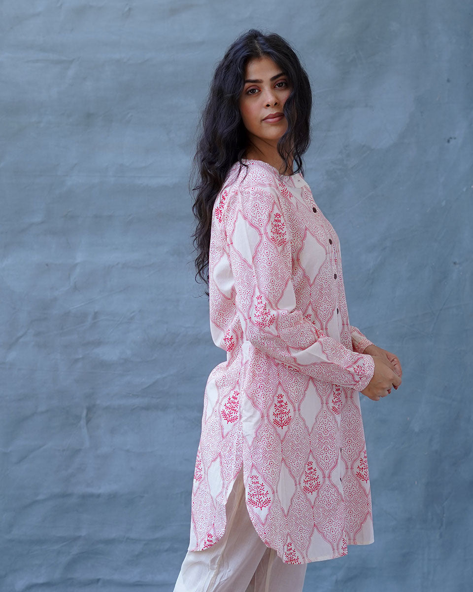 Promise of a Primrose Blush Pink Hand Block Print Kurti - MMG