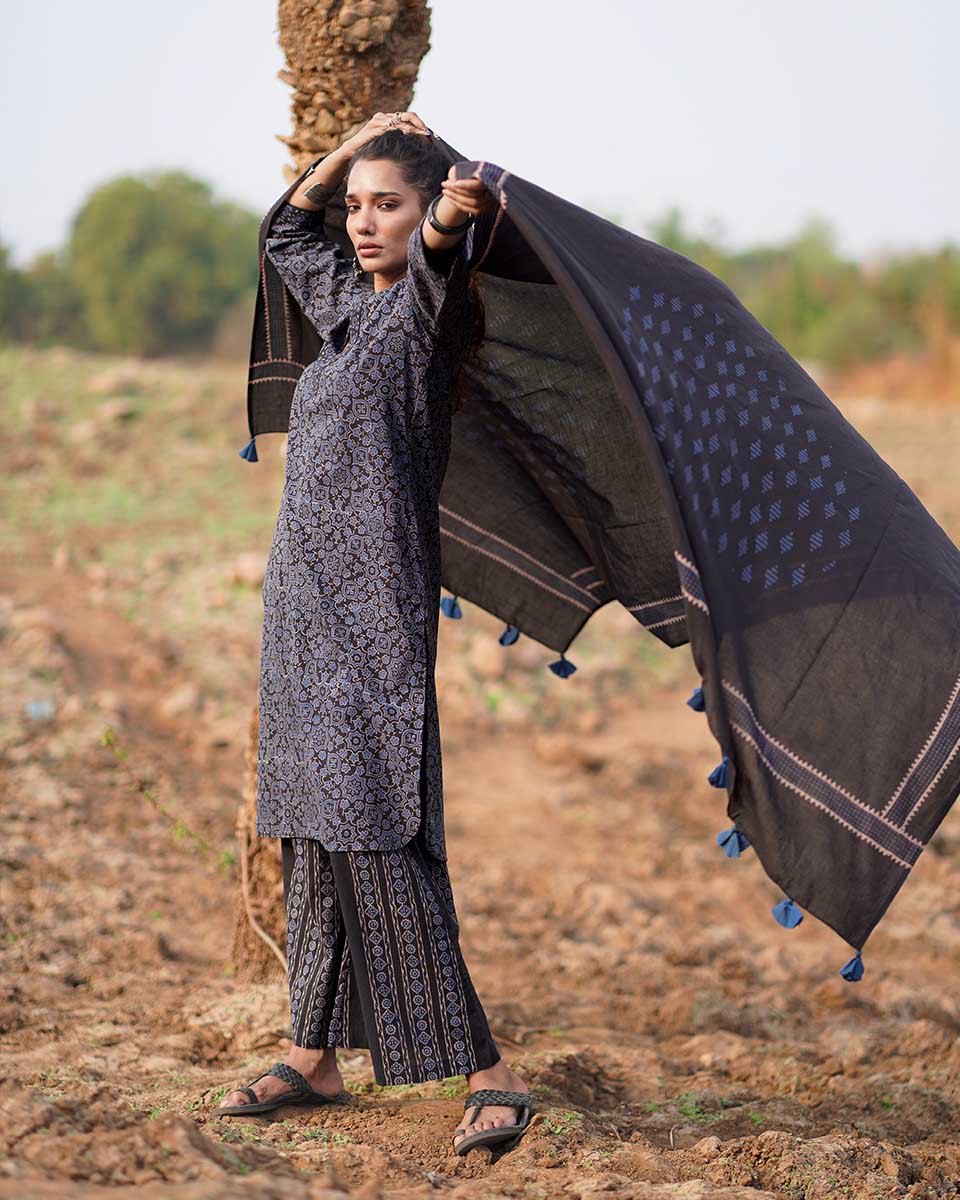 Breezy Dreams Blockprinted Cotton Dupatta-WWB