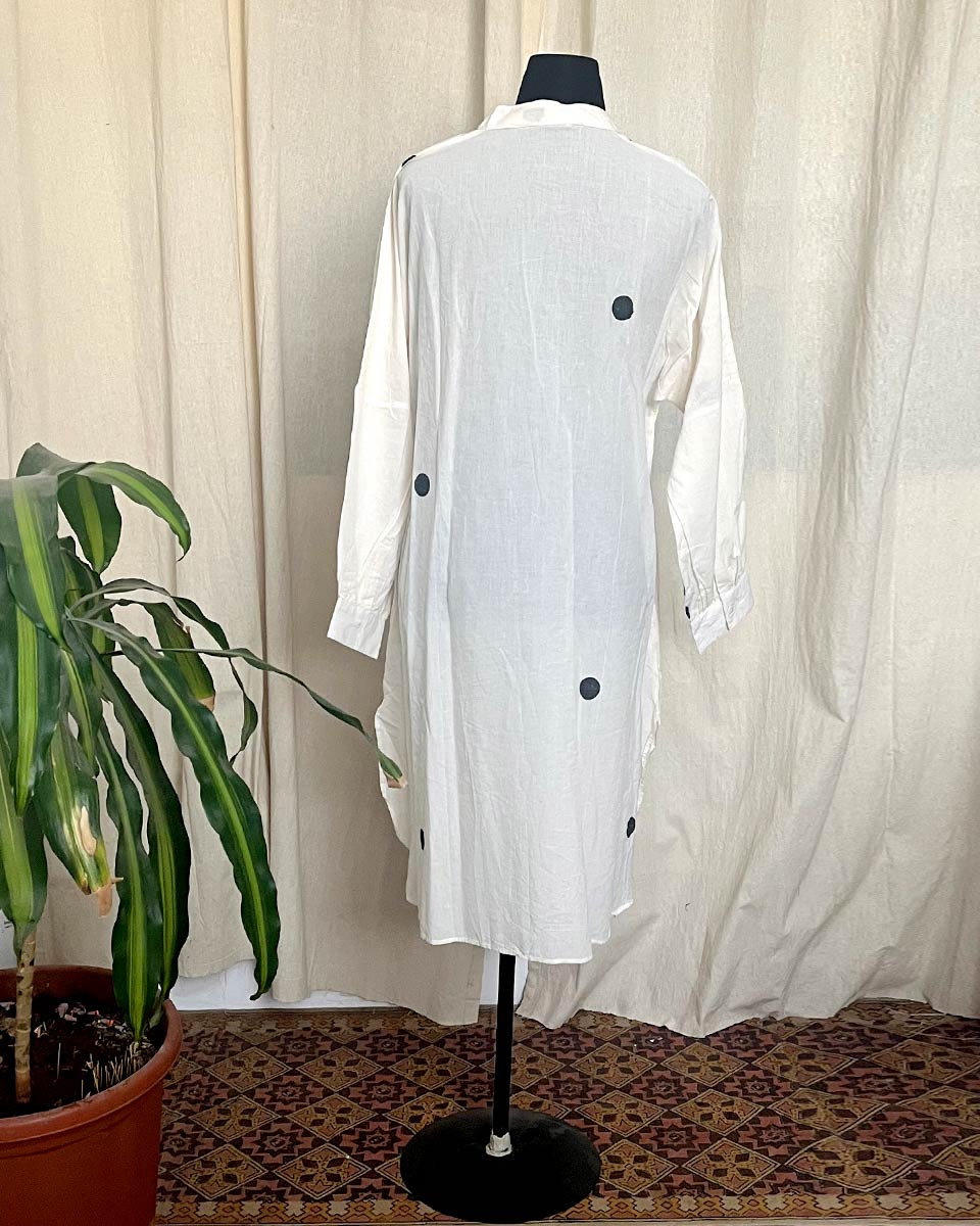 Ivory Luxe cotton polka kurti- LD