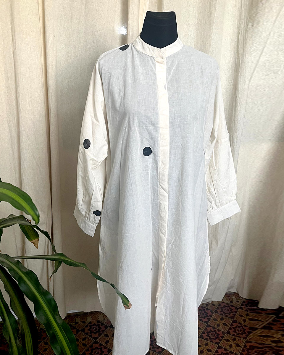 Ivory Luxe cotton polka kurti- LD