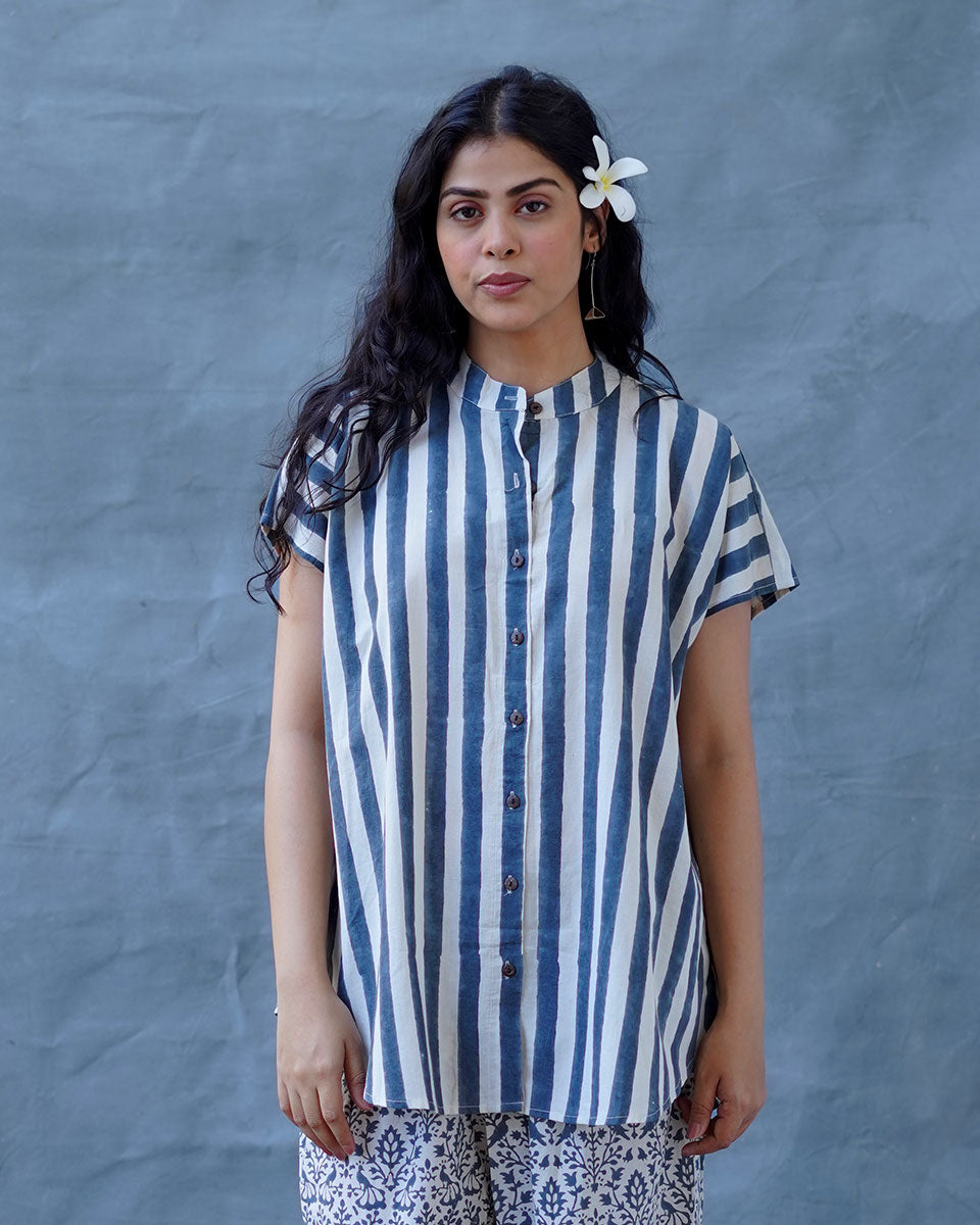 Melted Dusk Grey Block Printed Shirt - BMS