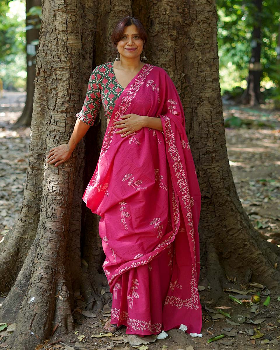 buy cotton saree online | designer cotton saree online | hand block printed cotton saree