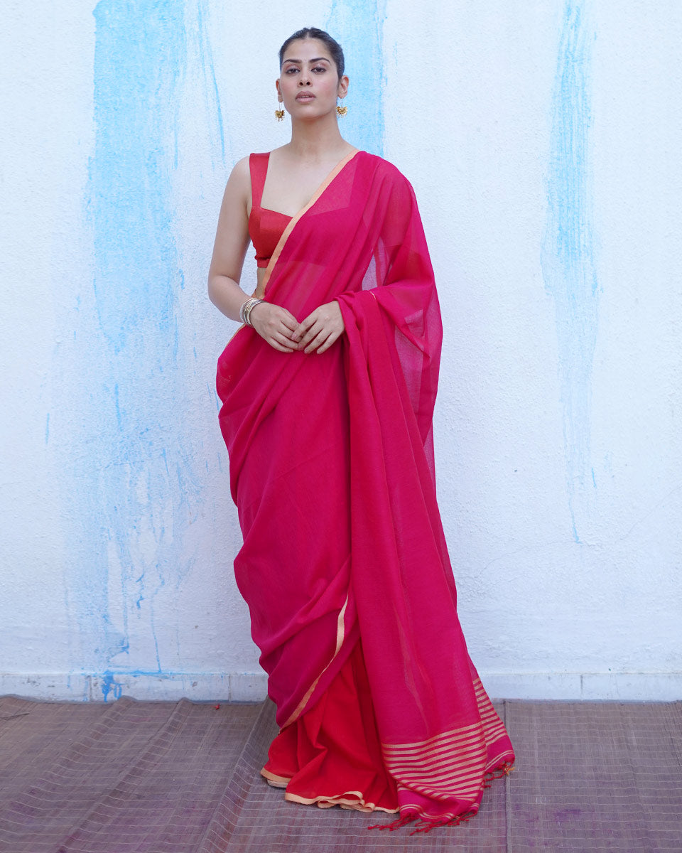Aphrodite Pink Handwoven Cotton Saree - NTC