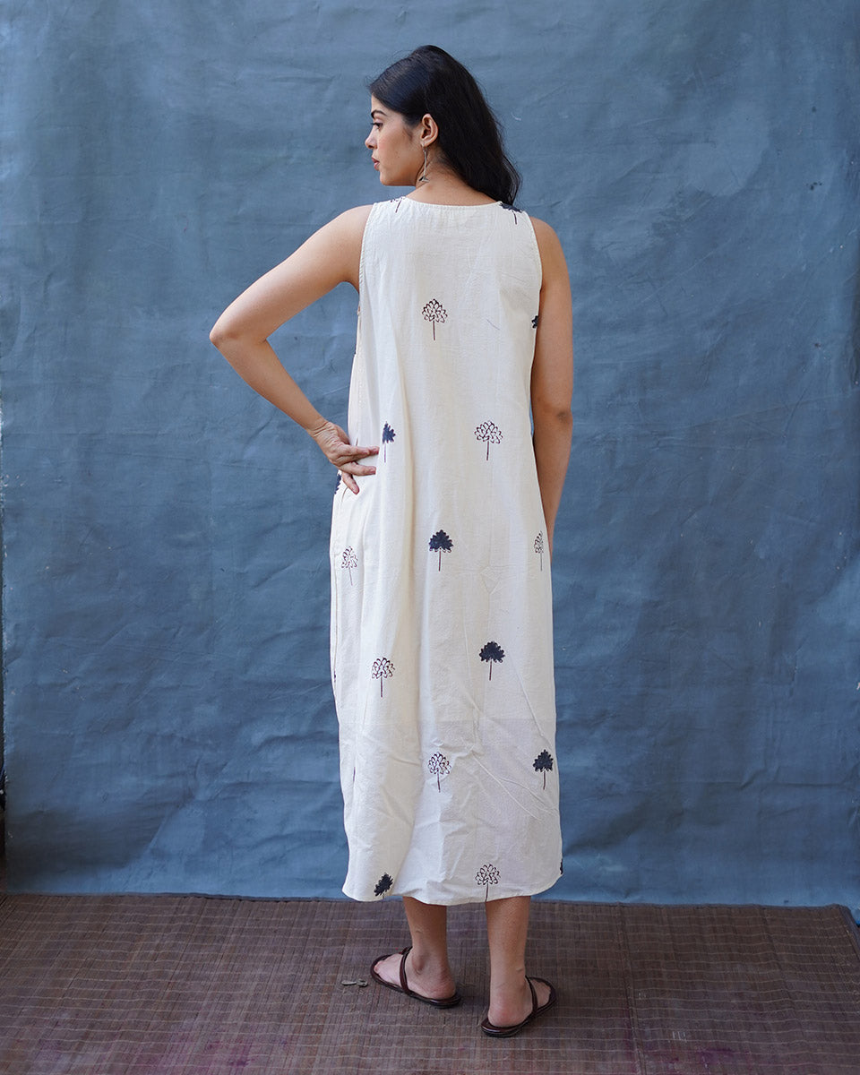 Cloudnight Ivory Block Printed Dress - BMS