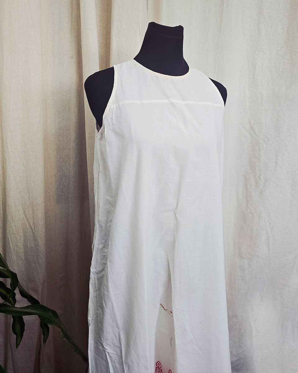 Lalita White handblock printed Cotton dress - Love Despite