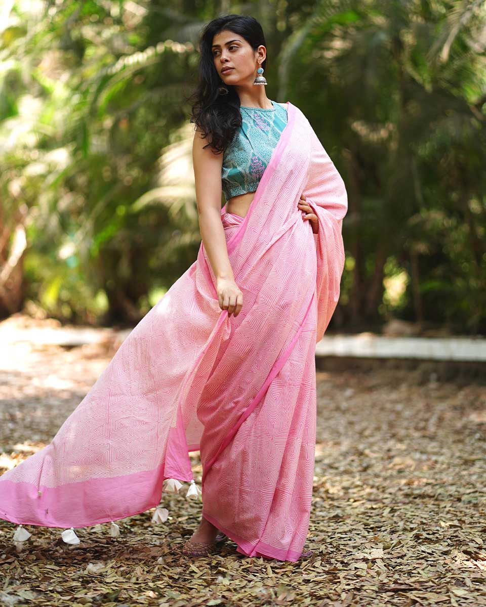Cotton saree pink | Summer | Saree for wedding | Saree look