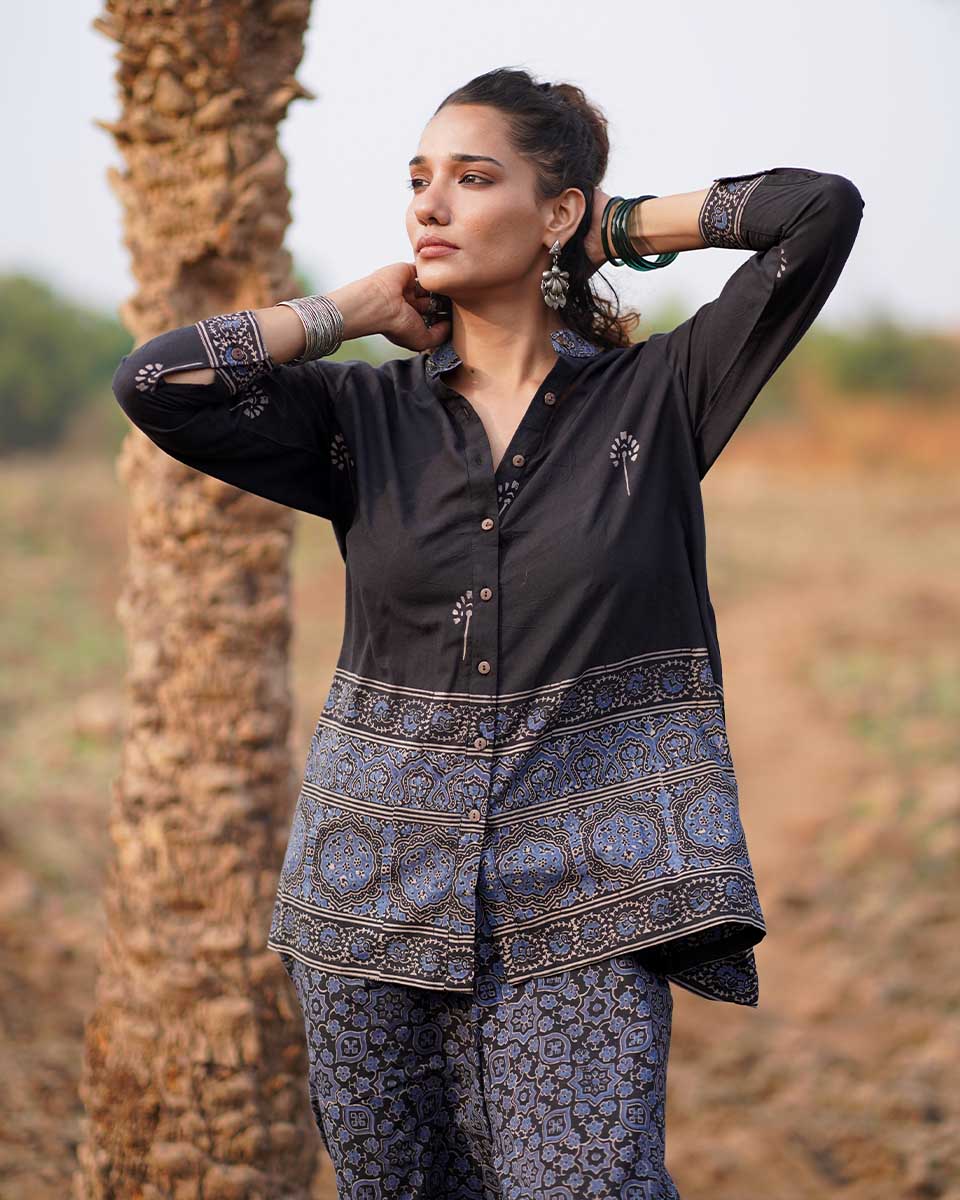 Casa Blanca Lily Blockprinted Cotton Top-WWB