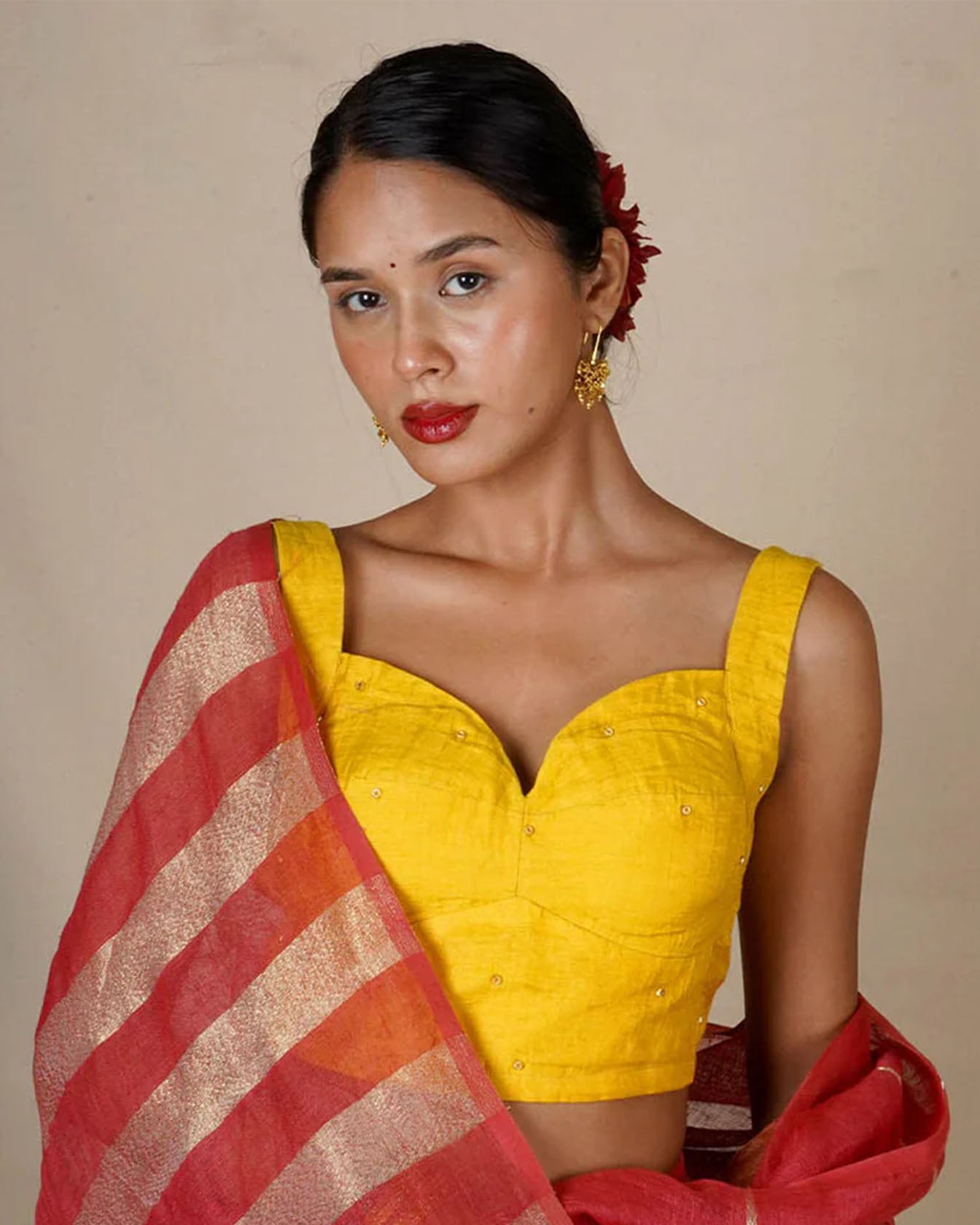 Rashmi Handwoven Linen Zari Blouse - Eknoor