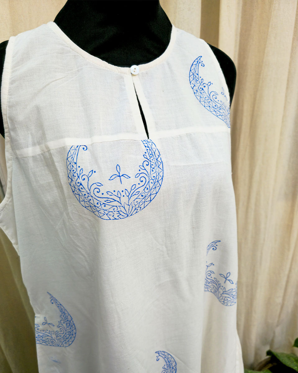 Naira White Handblock printed kurta Set - Love Despite