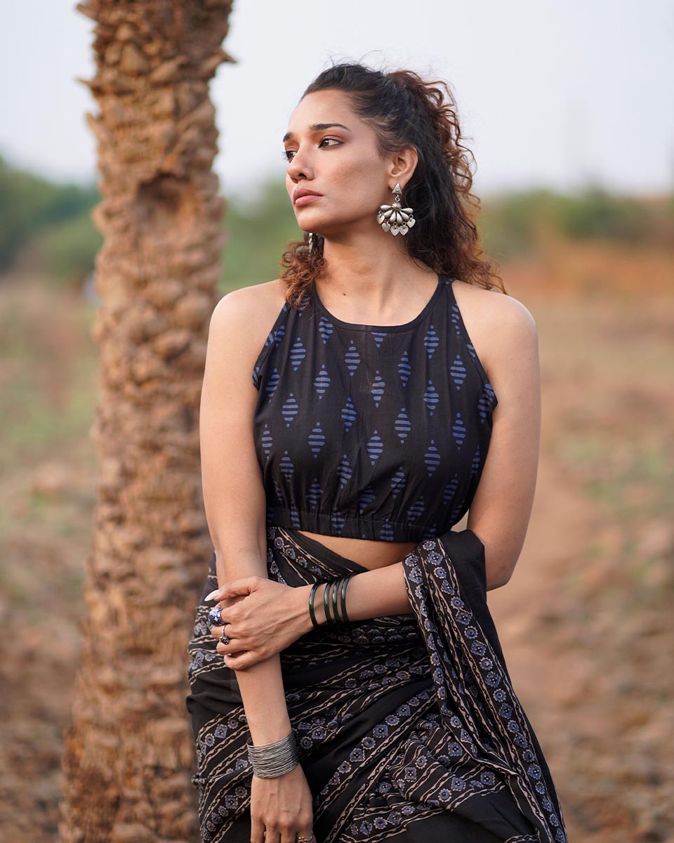 Nightsong Blockprinted Cotton Blouse-WWB