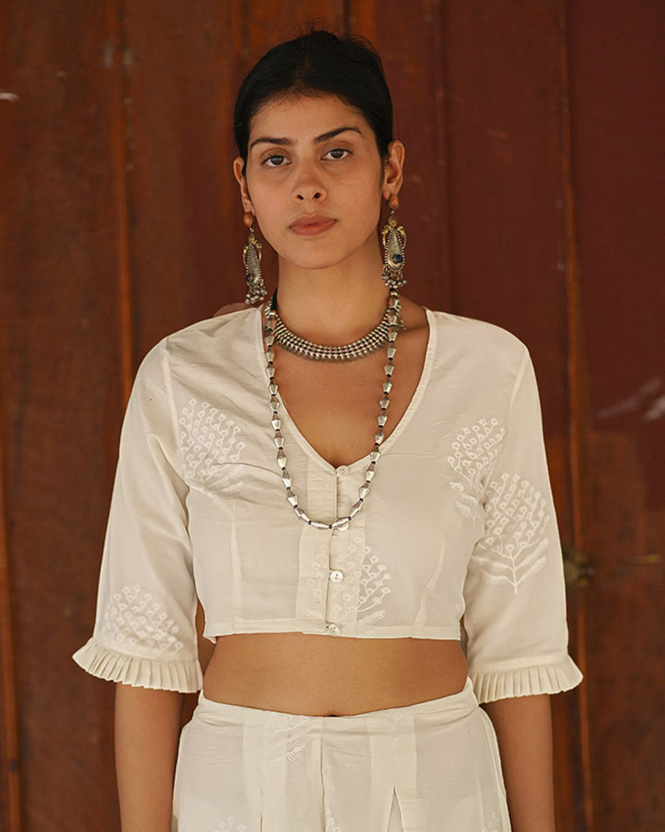 Vanilla Static Ivory Block Printed Blouse - SFD