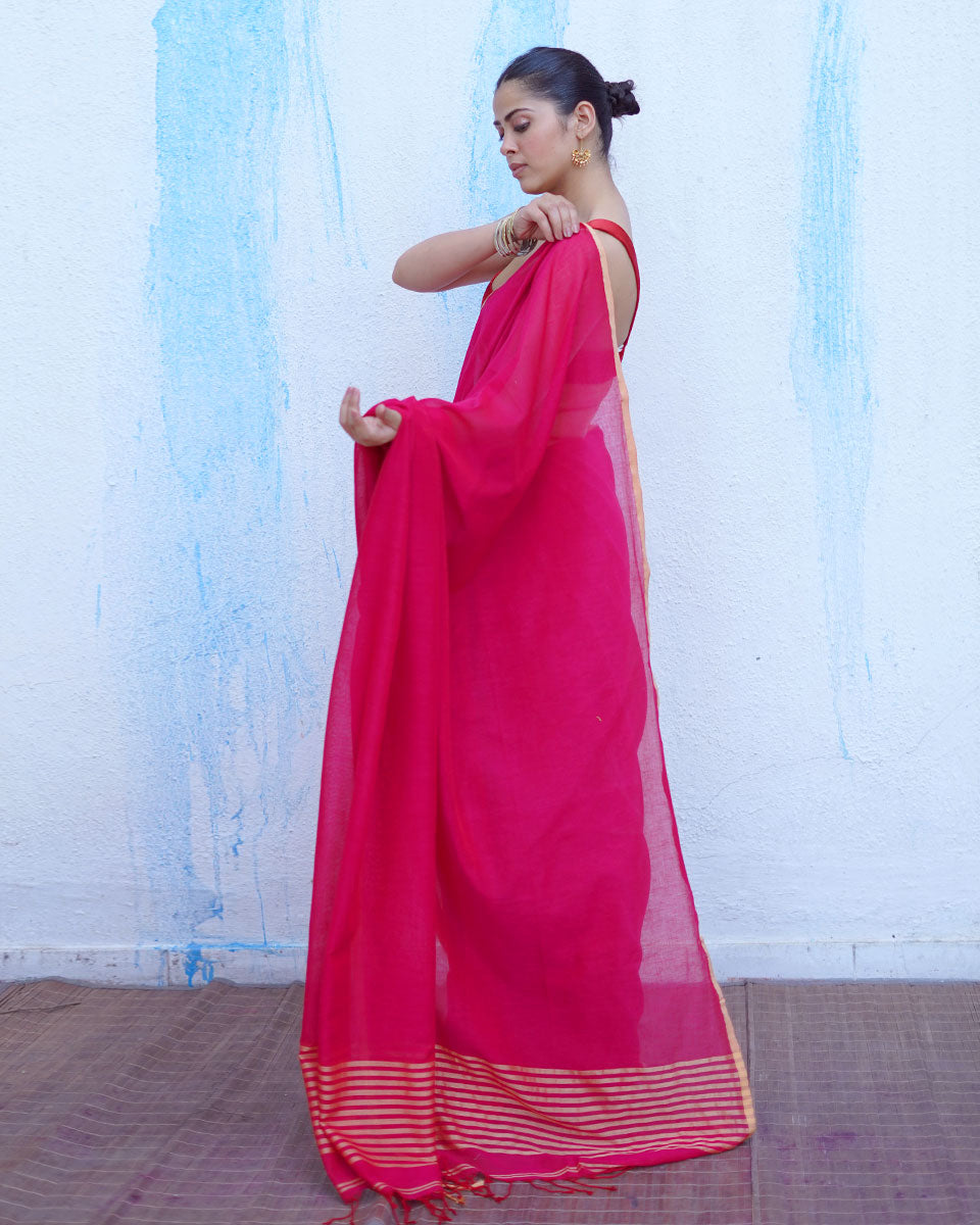 Aphrodite Pink Handwoven Cotton Saree - NTC