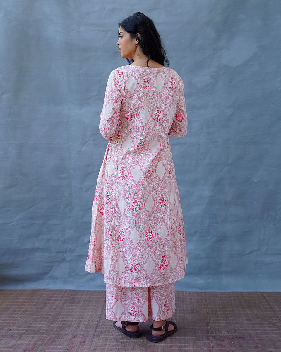 Sunflower’s Sheen Blush Pink Block printed Kurti - MMG