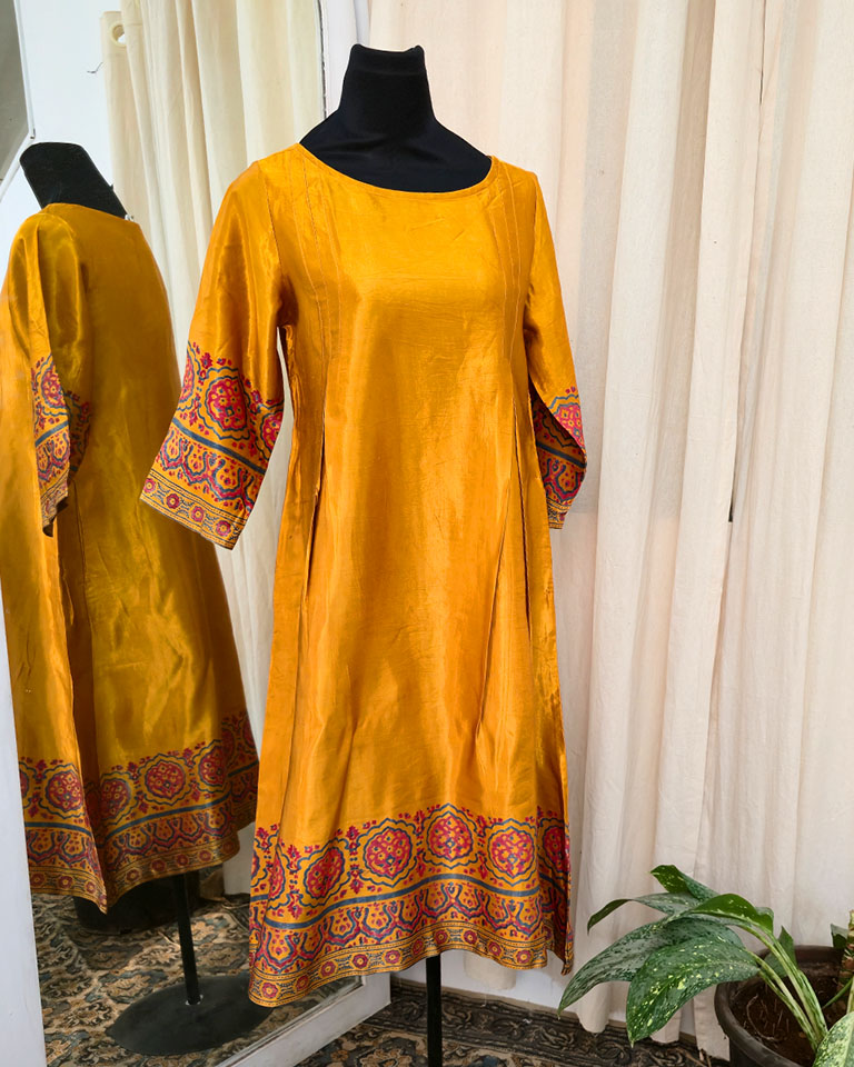 Hana Mustard Yellow Handblock printed kurta - Love Despite