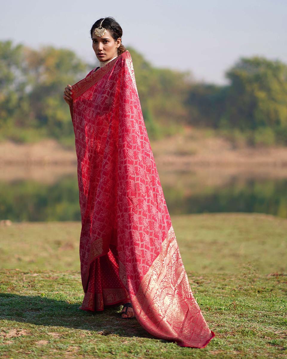 Radha Blockprinted Dola Silk Saree - RB