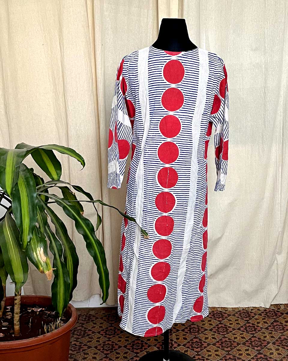 Contrast Flow Hand blockprinted cotton kurti - LD