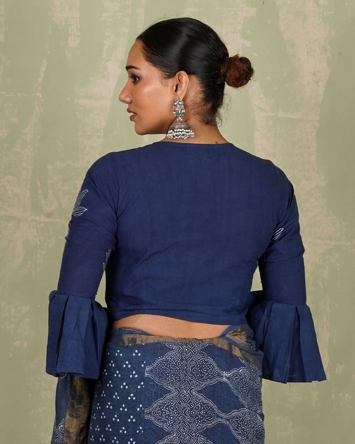 Sanjani Blue Handblock Print Cotton Blouse - INDI
