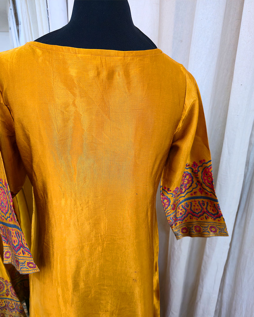 Hana Mustard Yellow Handblock printed kurta - Love Despite