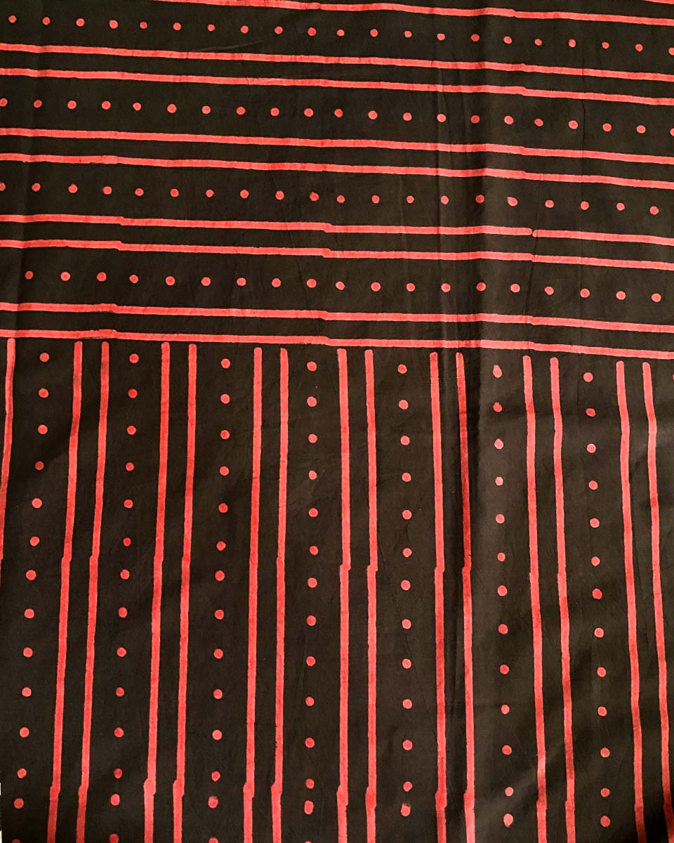 Nadiya Kinare Brown Hand Block Printed Cotton Saree - WW