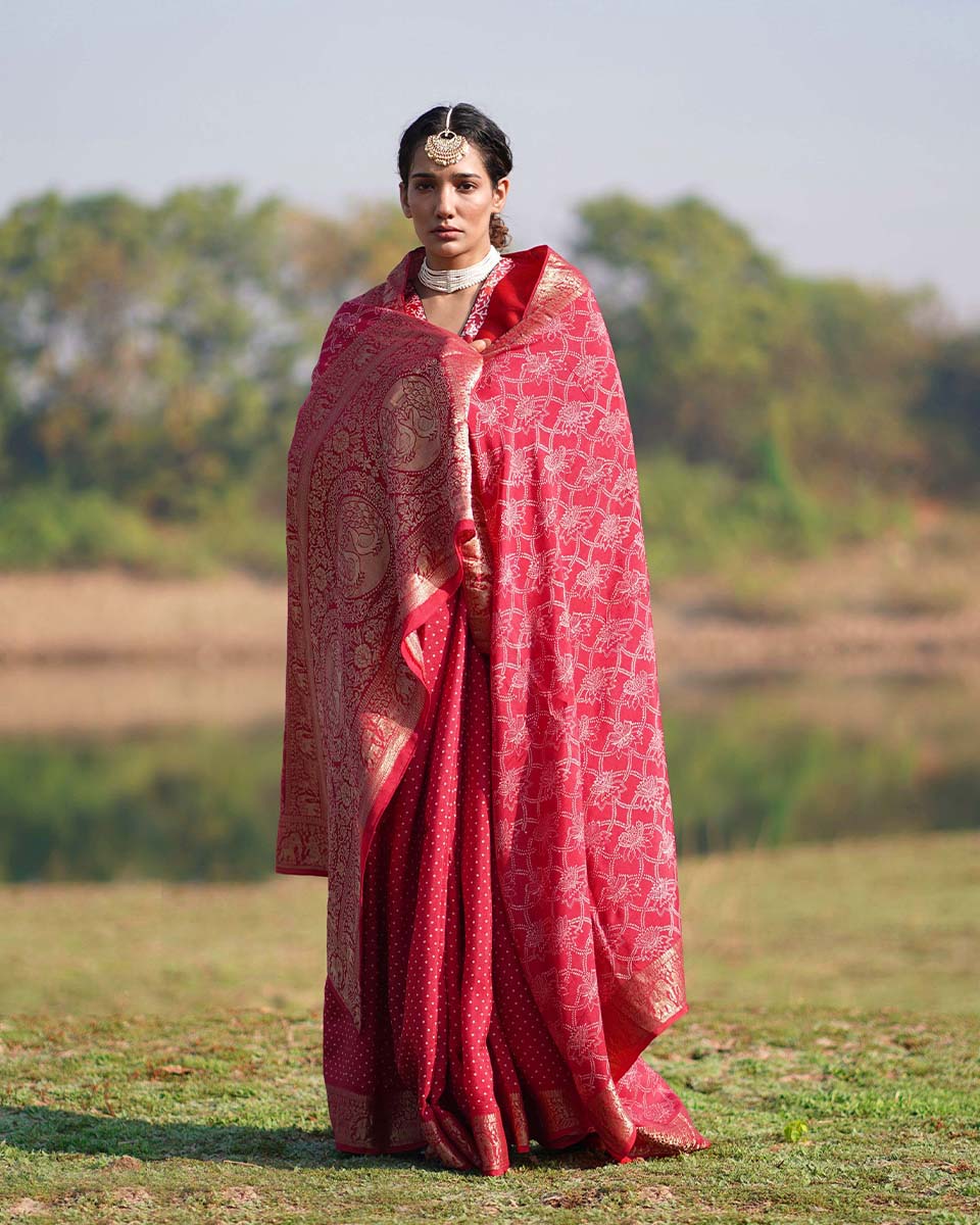 Radha Blockprinted Dola Silk Saree - RB