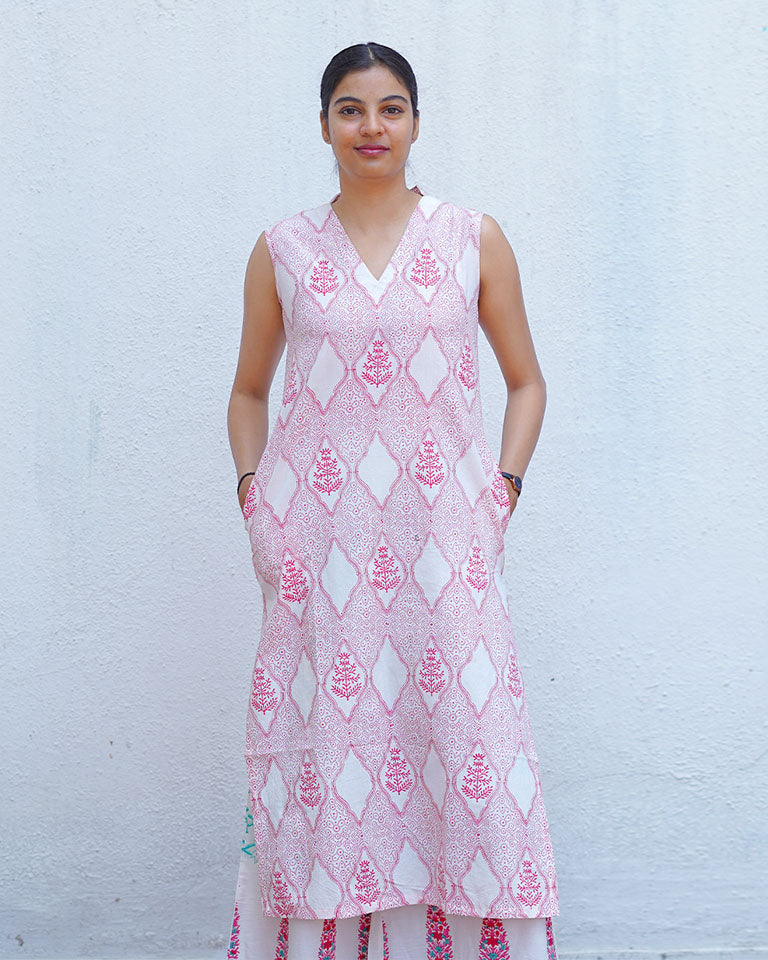 Nargis’s Noor Blush Pink Hand Block Print Kurti - MMG