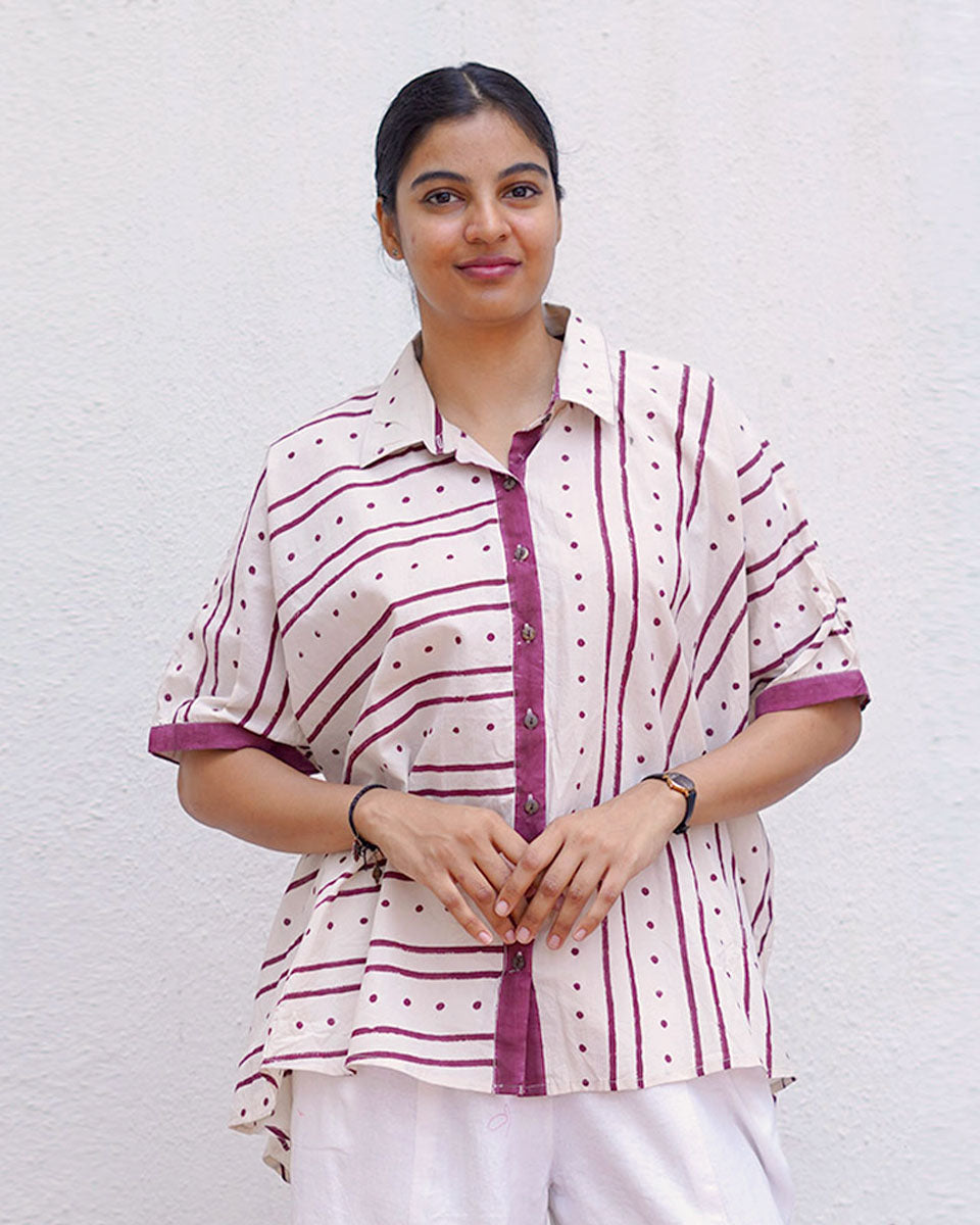 Megha Re Ivory Block Printed Cotton Shirt - WW