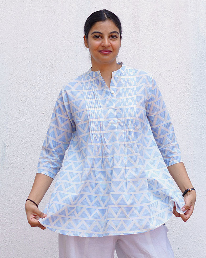 Kuhu Ivory Hand Block Printed Top-BAD