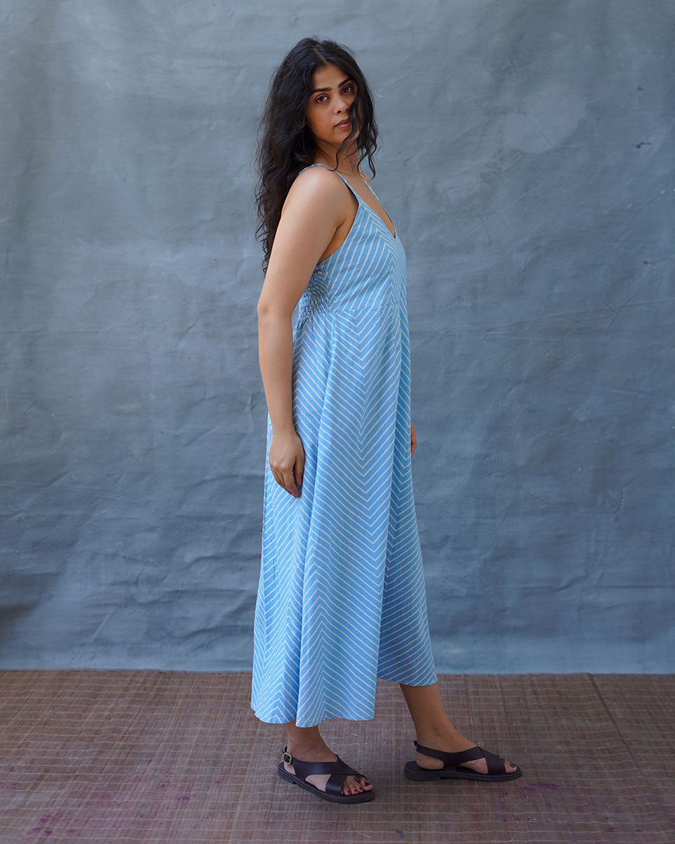 Gudiya Blue Hand Block Printed Dress-BAD