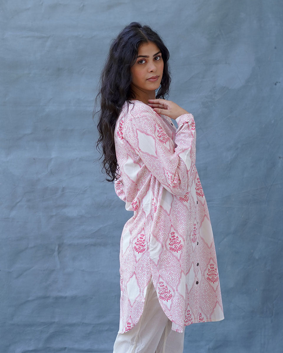 Promise of a Primrose Blush Pink Hand Block Print Kurti - MMG