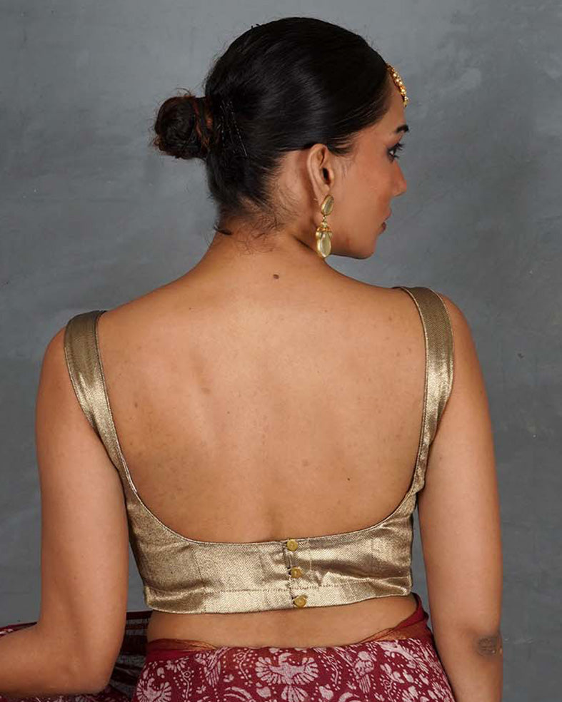 Naara Gold Tissue Silk Blouse - TARA