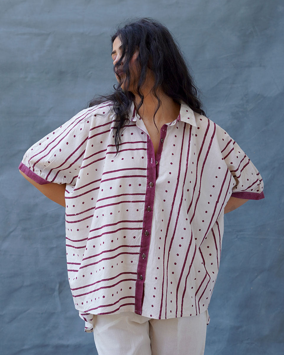Megha Re Ivory Block Printed Cotton Shirt - WW