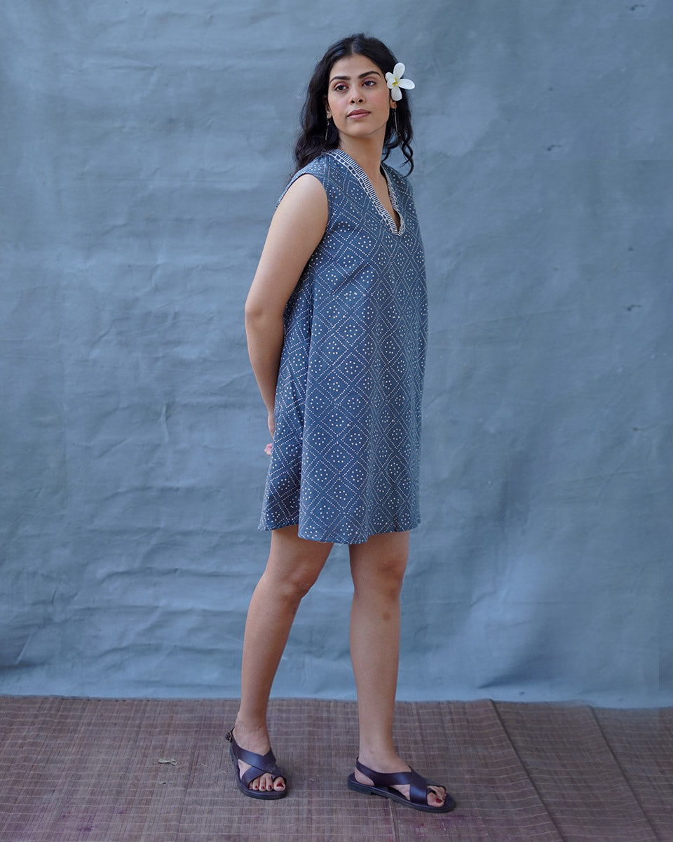 Rainlight Grey Block Printed Dress - BMS