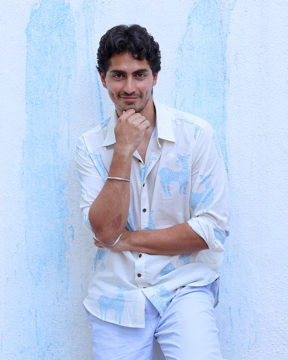 Parvaaz White Hand Block Print Cotton Shirt -TOF