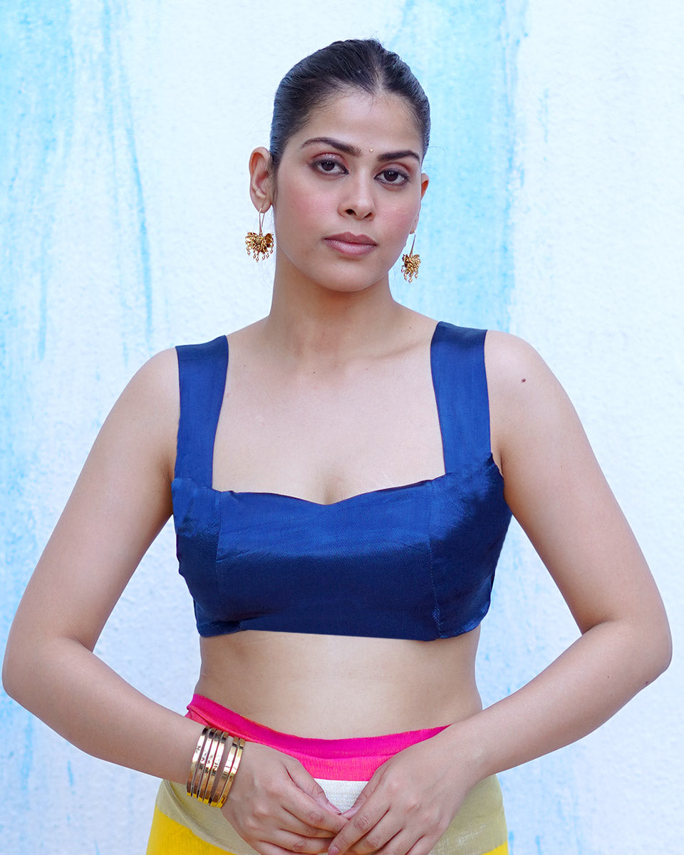 Enyo Blue Mashru Silk Blouse - NTC